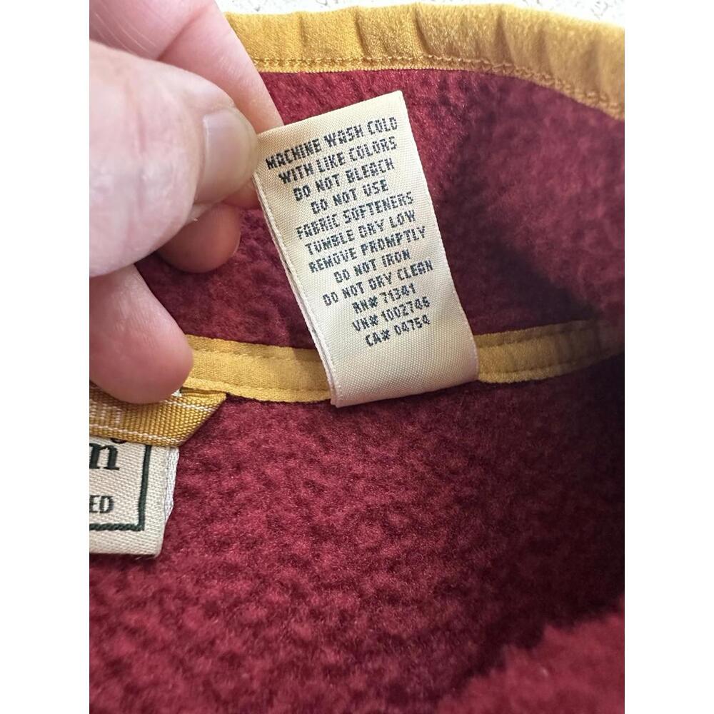 LL Bean LL Sweater Fleece Sherpa Hybrid Pullover L 1/4 Zip Red Green Colorblock - Picture 4 of 5